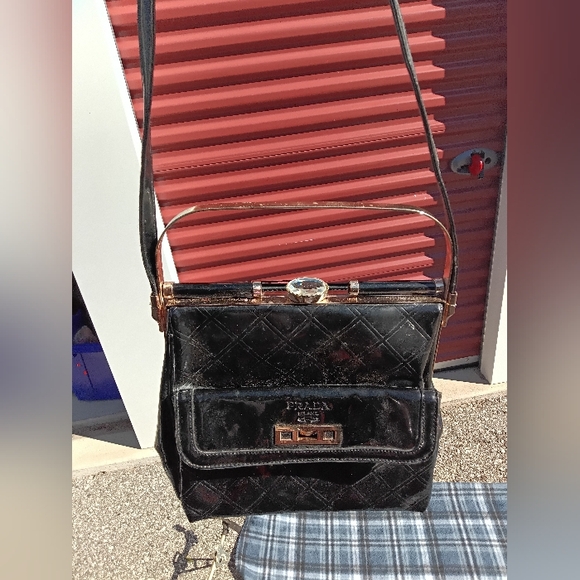 Vintage Prada Milano Black And Gold Shoulder/Handbag - Picture 1 of 16
